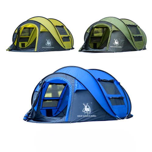 HLY outdoor 3-4persons automatic speed open throwing  pop up windproof waterproof beach camping tent large space