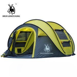 HLY outdoor 3-4persons automatic speed open throwing  pop up windproof waterproof beach camping tent large space