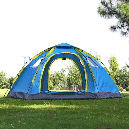 3-4 Person Automatic Travel Tent 2 Door 4 Window Mongolian Yurt Awning Waterproof UV Protection Family Party Camping Hiking Tent