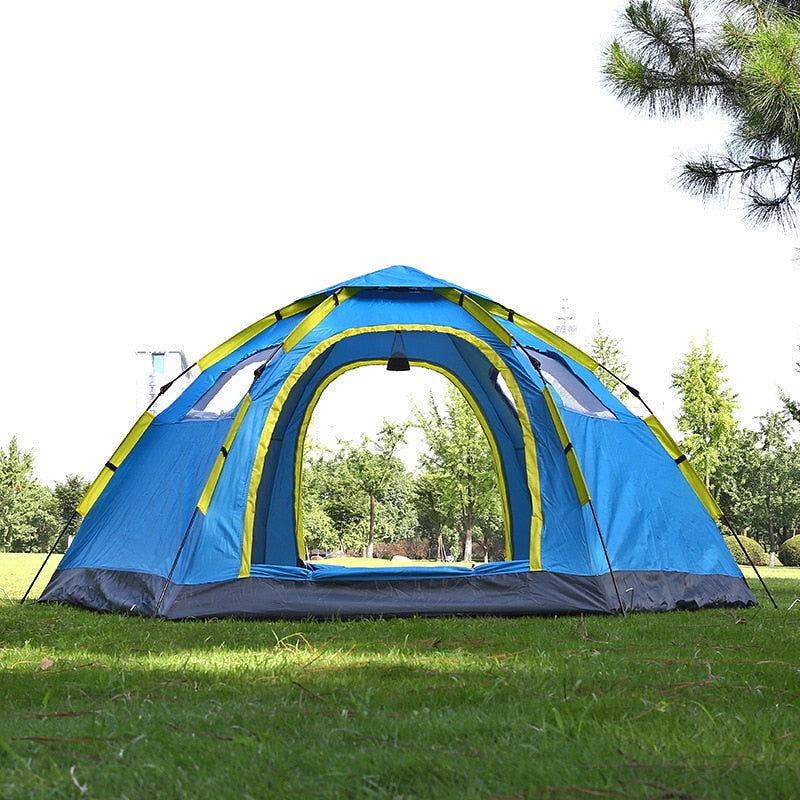 3-4 Person Automatic Travel Tent 2 Door 4 Window Mongolian Yurt Awning Waterproof UV Protection Family Party Camping Hiking Tent